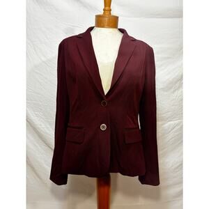 New York & Company Maroon Blazer Suit Jacket (Size 10)